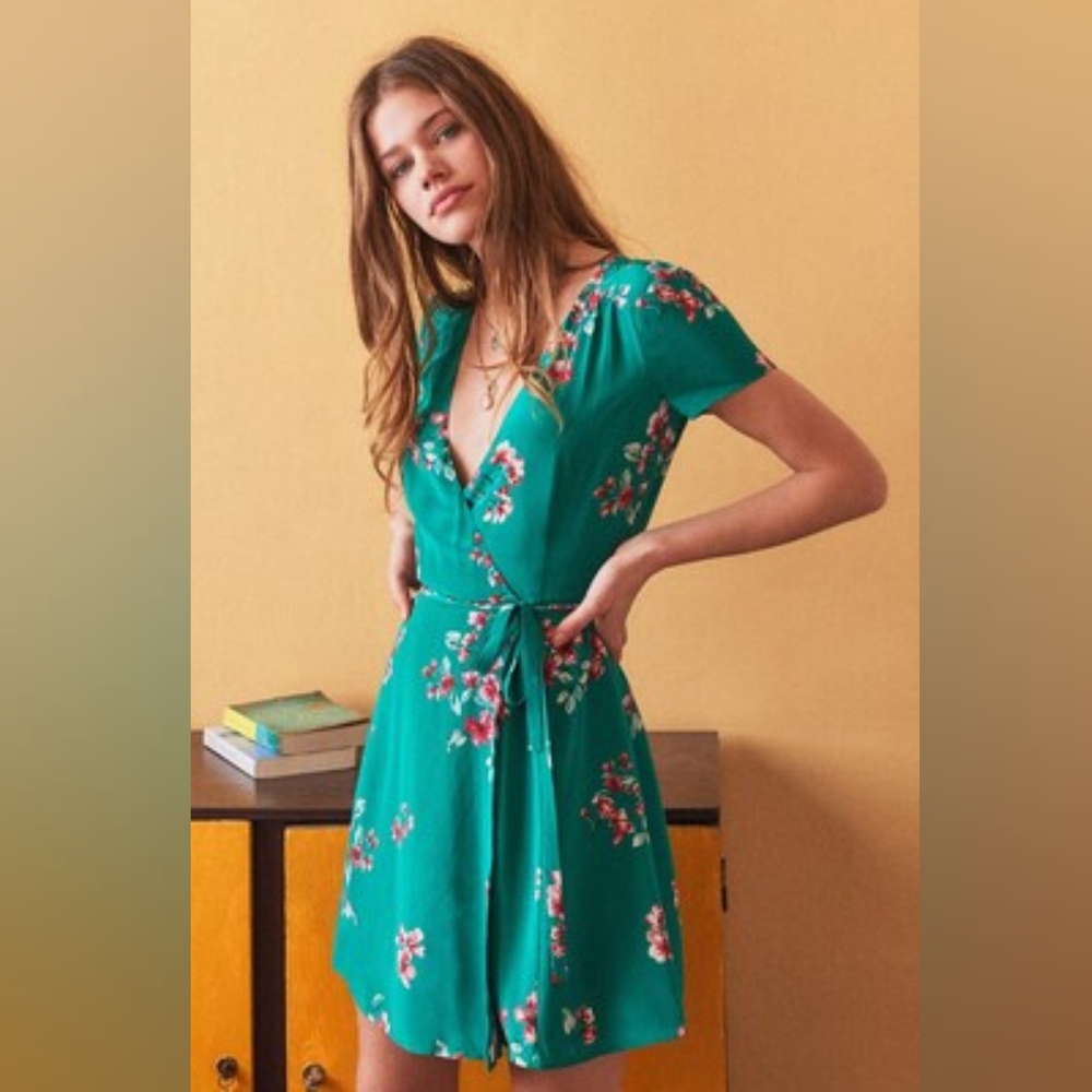 Sezane Green Floral Dress